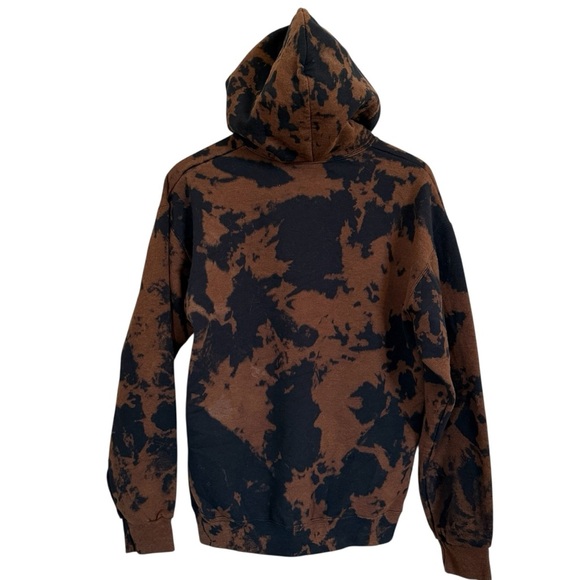 Bowery Supply Co. Brown Black Tie Dye Skeleton Fleece Lined Pullover Hoodie L - Picture 2 of 10